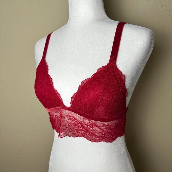 VICTORIA'S SECRET Red Lace Bralette Bra Top Cropped Size Small - Picture 2 of 7